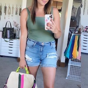 American Eagle High-Rise Midi Jean Shorts